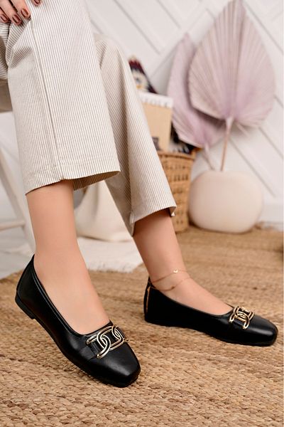 Modafırsat Women's Ballerinas Black Stylish Casual Shoes