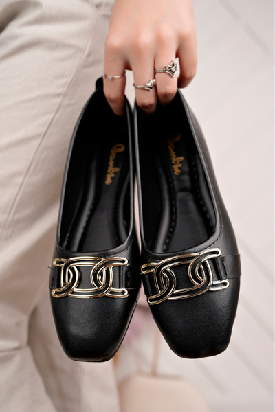 Modafırsat Women's Ballerinas Black Stylish Casual Shoes