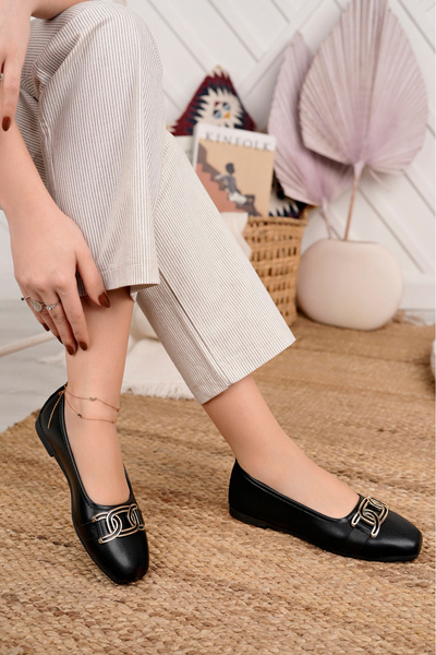 Modafırsat Women's Ballerinas Black Stylish Casual Shoes