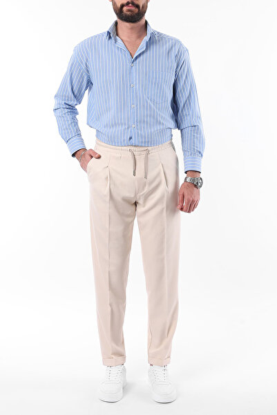 Trendyol Collection Stone Slim Fit Tie Waist Elastic Fabric Woven Trousers Tmnaw25Pl00026