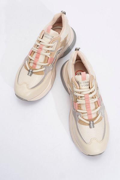 LuviShoes STERDA Ecru Pink Women's Thick Sole Sports Sneakers