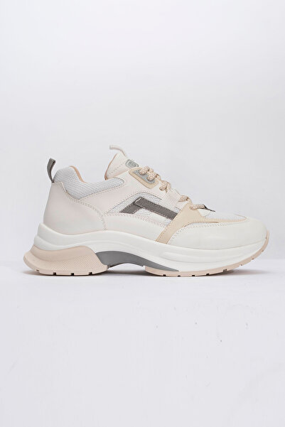 LuviShoes STERDA bílé béžové dámské sportovní tenisky se silnou podrážkou