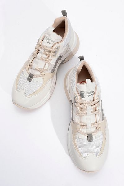LuviShoes STERDA bílé béžové dámské sportovní tenisky se silnou podrážkou