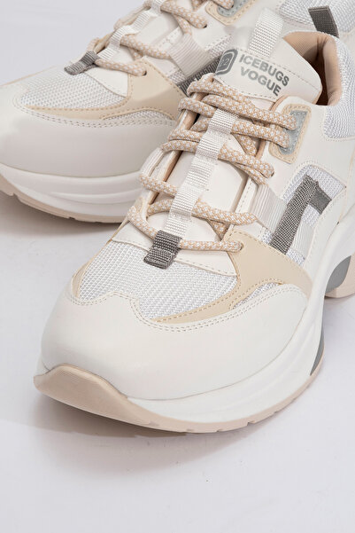 LuviShoes STERDA bílé béžové dámské sportovní tenisky se silnou podrážkou