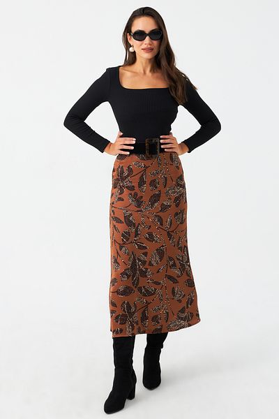 Cool & Modest Сатенена дамска пола Taba с шарки - MCAR1060
