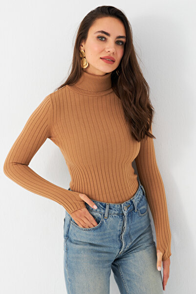 Cool & Modest Γυναικεία πλεκτή μπλούζα Camel Turtleneck MYV102-90
