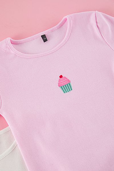 TRENDYOLKIDS Ecru-růžové dívčí pletené tričko Tkdss25Ts00027