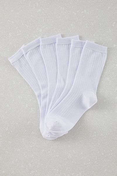 Trendyol Collection Set mit 6 weißen, mittelgroßen Unisex-College-Tennis-Socken aus Baumwolle – TMNAW25CO00010