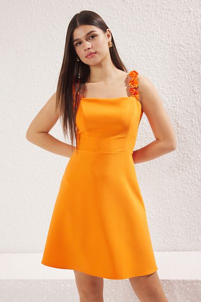 Trendyol Collection Orange Ruffle Detail A-Line Mini Woven Dress Twoss22El2175