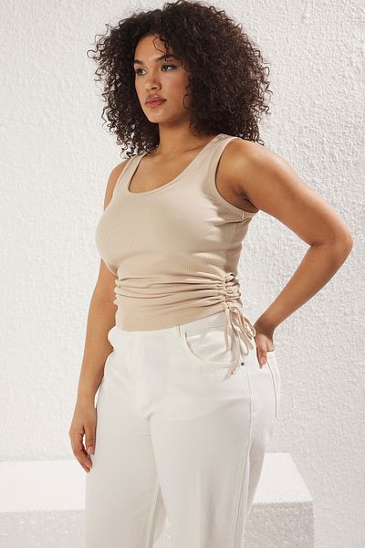 Trendyol Curve Plus Size Khaki-Beige Athlete 2er-Pack – seitlicher Kordelzug TBBSS25CV00002