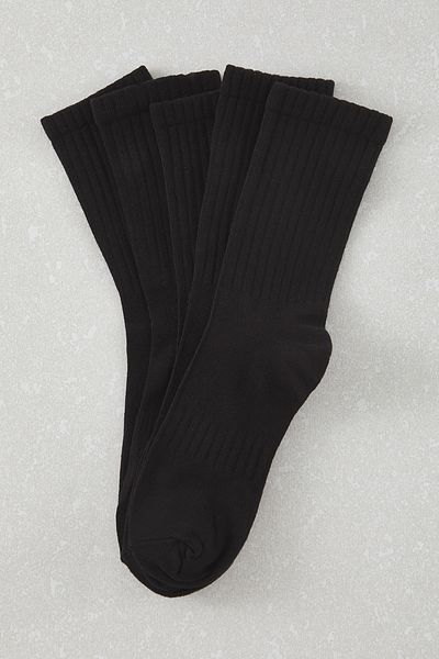 Trendyol Collection Schwarze Unisex 5er-Pack Baumwolle strukturierte College-/Mittelsocken TMNAW25CO00011