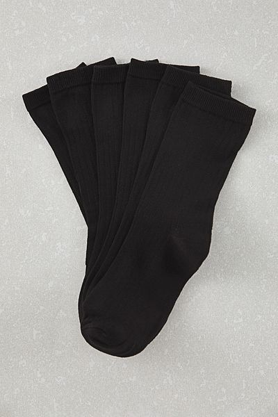 Trendyol Collection Schwarze Unisex-College-Tennis-Medium-Socken aus Baumwolle mit Textur TMNAW25CO00010
