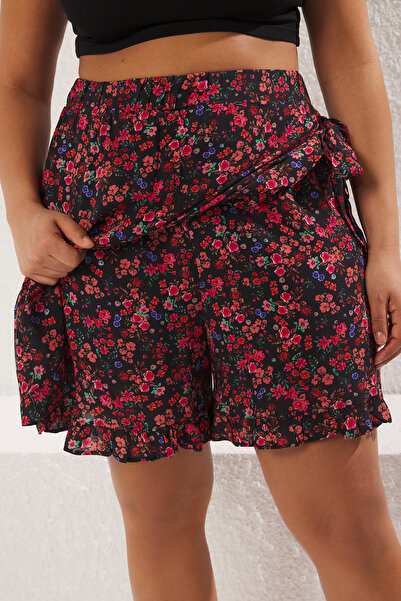 Trendyol Curve Vícebarevný leopardí vzor Tkané šortky Sukně TBBSS22SR0164