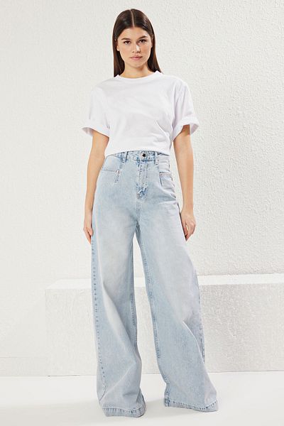 Trendyol Collection Hellblaues, extra breites Bein mit hoher Taille TWOSS25JE00160