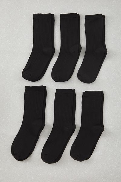 Trendyol Collection Schwarze Unisex-College-Tennis-Medium-Socken aus Baumwolle mit Textur TMNAW25CO00010