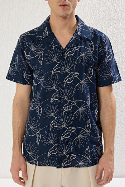 Trendyol Collection Темно-синя вишиванка Regular Fit з детальною вишивкою Сорочка TMNSS25GO00027