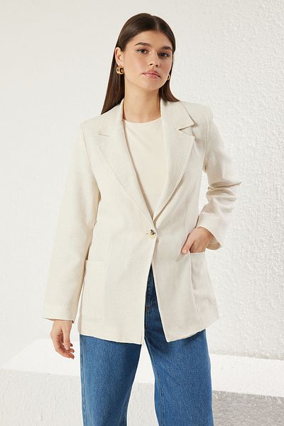 Trendyol Modest Jachetă țesătă cu aspect de in piatră TCTSS25CK00005