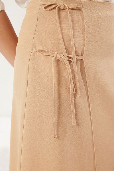 Trendyol Collection Camel Side Lace Λεπτομερής λινό φούστα Maxi μήκους TWOSS25ET00083