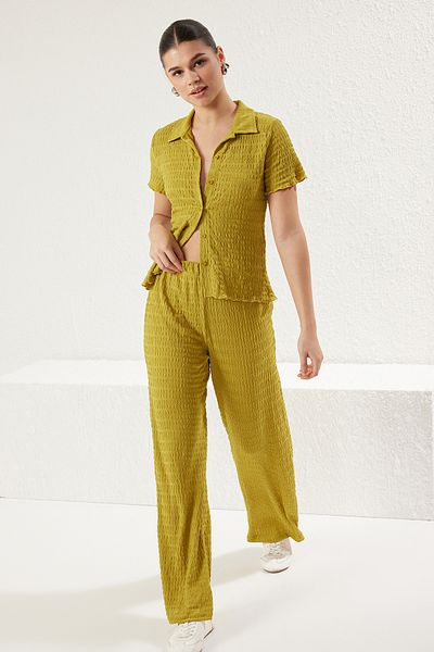 Trendyol Collection Fat Green Flexible Textured Body Sitting Suit - Twoss25Au00014