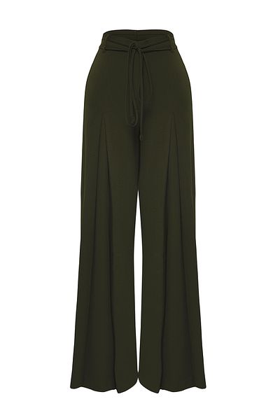 Trendyol Collection Široké kalhoty s páskem v khaki barvě – limitovaná edice TWOSS25PL00082