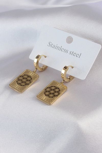 Clariss 316l الصلب لون الذهب لوتس التطريز أقراط نسائية