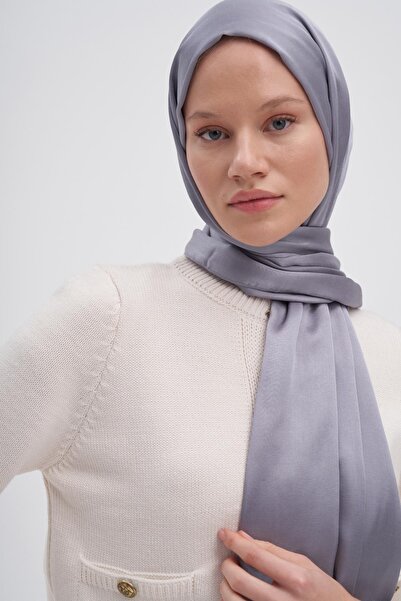 carell Ασημί γκρι διπλής όψης μεταξωτό σάλι