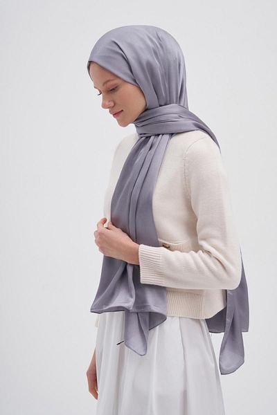 carell Silver Gray Double Sided Silk Slub Shawl