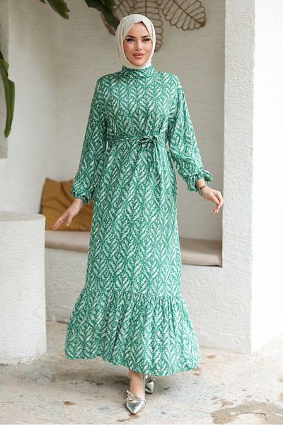 Bestenur Ahest Woven Viscose Dress 1328 - Green