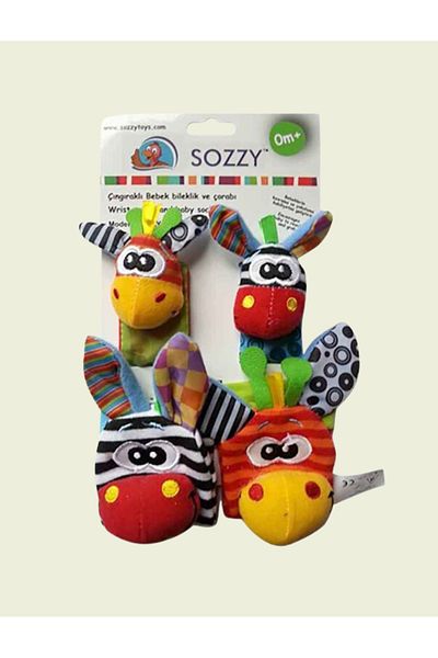 Sozzy Toys Baby Bracelet and Socks with Rattles - 4 Piece Set