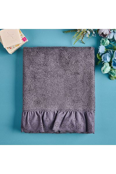 Evidea Soft Ruffle Face Towel - Anthracite - 50X90 cm