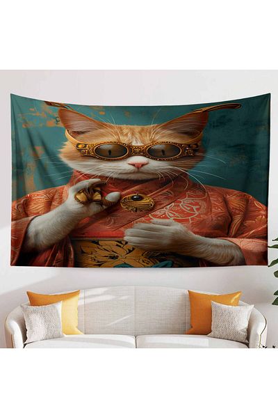 Else Dekor Japanese Cat Pattern Tapestry - Duar Carpet and Cover