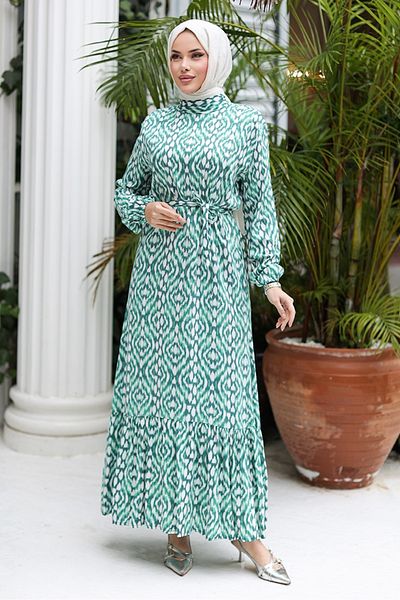 Bestenur Anser Woven Viscose Dress 1309 - Mint