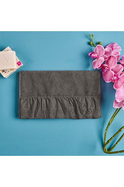 Evidea Soft Ruffle Hand Towel - Anthracite - 30X50 cm