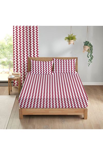 Evmila Heart Patterned Printed Double Sheet Set 180X200 cm