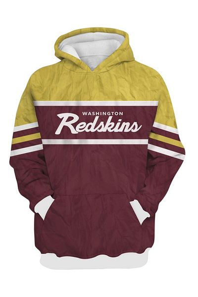 usateamfans Оувърсайз суичър с 3D капаче на Washington Redskins