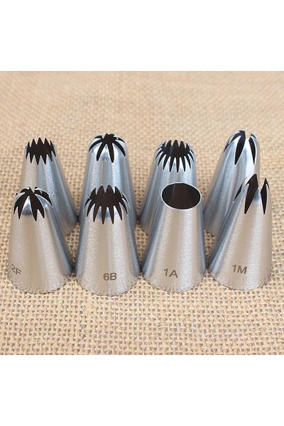 Choice 8pcs Piping Nozzles Set, Stainless Steel Icing Nozzles, Cream Cake Piping Tips For Dessert Biscui...