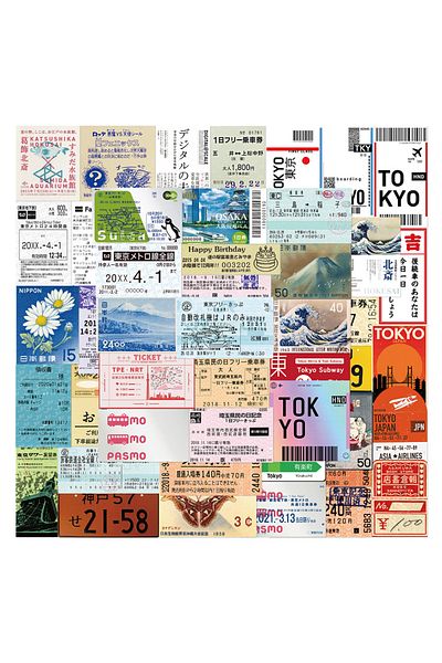 Choice 60pcs 60pcs Japanese Postcard Ticket Stamp Stickers Vintage Aesthetic Stationery Travel Diary Luggag