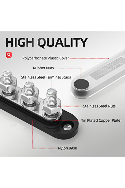 Choice1 قضيب توصيل DaierTek 12 فولت 150 أمبير كتلة توزيع الطاقة الصغيرة مع غطاء 4 × 5/16 بوصة أعمدة للسيارات البحرية...