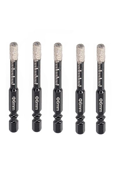 Choice 6mm 5pc 6mm/8mm Vaccum Brazed Diamond Dry Drill Bit Hex Handle Hole Saw Cutter For Marble Granite Ce