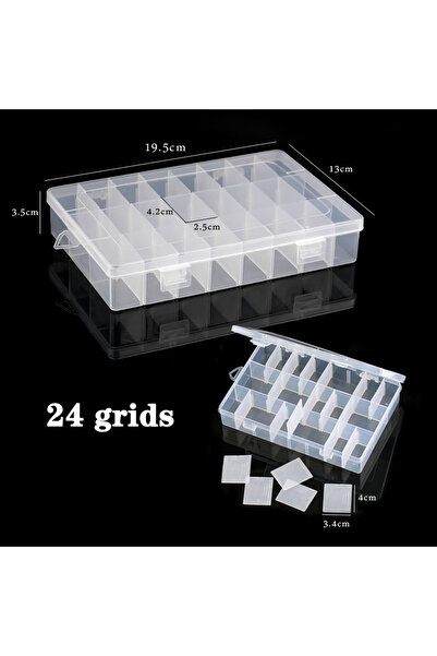 Choice صندوق مجوهرات بلاستيكي مقاس 19.5 × 13 × 3.5، منظم بفتحات 10/15/24، حاو...