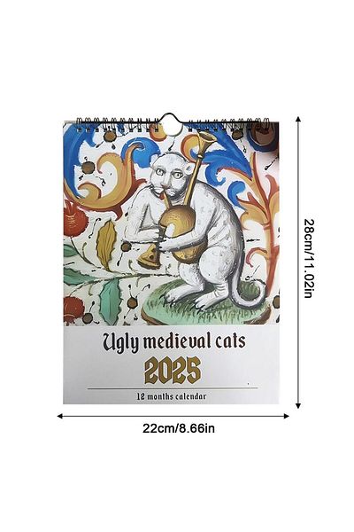 Choice Medieval Cat Calendar 2025 Strange Medieval Cats Wall Calendar 2025 Ugly Medieval Cats Calendar 1...