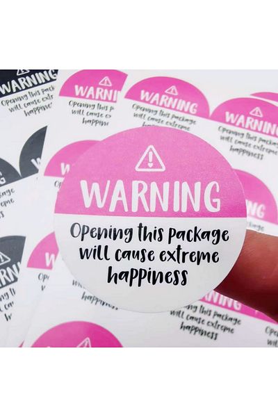 Choice Pink 120pcs Black And Pink Adorable Warning Extreme Happiness Labels 1.5inch Thank You Packaging Sti