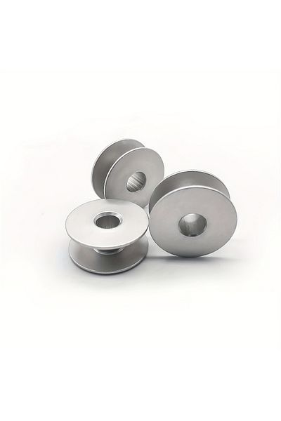 Choice 10 Pcs Light Grey 10pcs Computer Flat Sewing Machine Wire Bobbin Plane Line Aluminum Bobbin Core Lin
