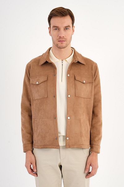 Deri Company Ανδρικό παλτό Ringe Suede Look Beige
