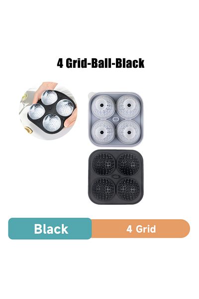 Choice Black Golf Silicone Ice Ball Round Mold Whiskey Special 4 Golf Ice Grid Mold Kitchen Tools Reusable