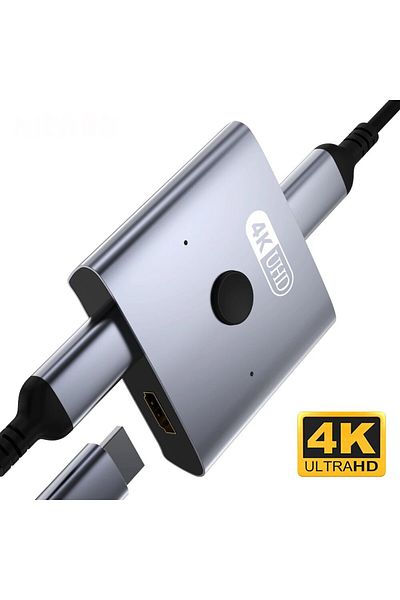 NIERBO Grey 2 In 1 Out Hdmi Bidirection Switch 4k@60hz Splitter Switch Bidirectional Hdmi Switcher M