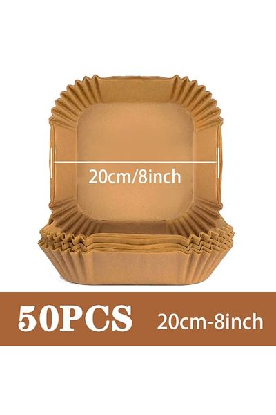 buyyes 50pcs 20cm square Air Fryer Paper Airfryer Disposable Containers Airfryer Baking Paper Non-Stick Dis