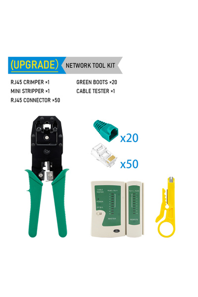 Choice1 ترقية طقم أدوات اختبار شبكة محلية مع عقص كابلات إيثرنت RJ45 وأداة تثق...