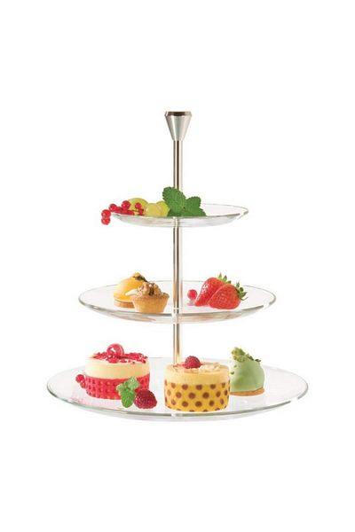 Vidivi Full Moon 3-Tiers High Definition Glass Serving Plate 15-21-28cm