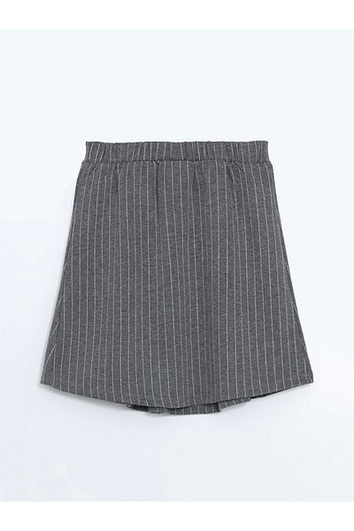 LC Waikiki Lcw Kids Gray Elastic Waist Striped Girls Skirt